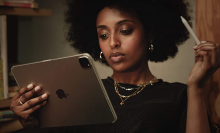 Woman looking at an iPad