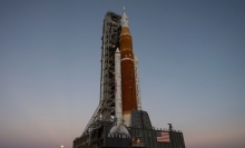 NASA's SLS rocket rolls out to its launchpad
