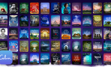 A library of Calm's sleep stories, with each thumbnail presenting a different narrator and story.