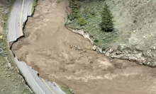 Extreme flooding and road damage in Yellowstone National Park