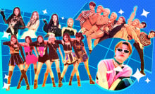 A collage of images of K-pop stars