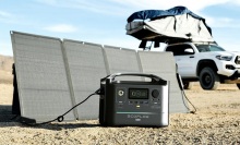 EcoFlow 110W Solar Panel next to the EcoFlow Portable Generator.