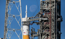 NASA mega moon rocket sitting at the launchpad