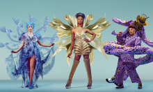 A collage featuring drag acts Blu Hydrangea, Tia Kofi and Adam All.