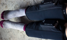 legs with compression boots on