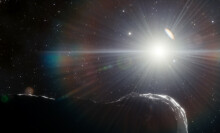 an asteroid in a glare from the sun