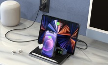 OMNIA Q5 5-in-1 Wireless Charging Station on a desk.