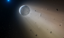 a white dwarf star surrounded by debris
