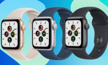 three Apple Watch SE against gradient background
