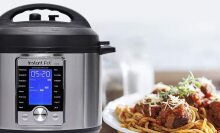 Instant Pot Ultra with a bowl of spaghetti 