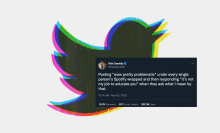 illustration of twitter bird with screenshot of tweet