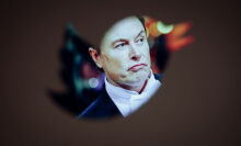 Elon Musk face within Twitter logo