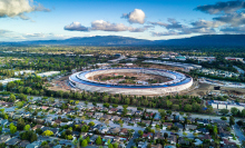 Aerial of Apple Park in cupertino california