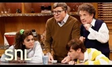 Two teachers (Steve Martin, Martin Short) attempt to teach a science lesson with the help of their junior volunteers (Cecily Strong, Mikey Day).