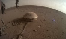 An image of Mars' surface taken by the InSight lander.