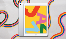 refurbished 2019 ipad with colorful lines in background