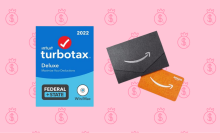TurboTax download against a pink background