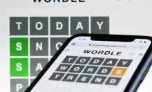A phone playing Wordle