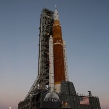 NASA's SLS rocket rolls out to its launchpad