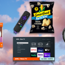 streaming and entertainment gear product roundup of wireless charging pad, smart tv, roku device, popcorn and robot vacuum