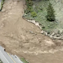 Extreme flooding and road damage in Yellowstone National Park