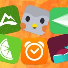 app icons on orange background