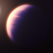 Artist rendering of WASP-39b - a hot, bloated, Saturn-mass exoplanet located about 700 light-years from Earth.
