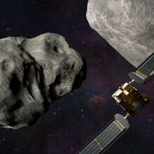 NASA's DART spacecraft approaching an asteroid
