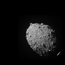 the DART spacecraft taking a photo of Dimorphos