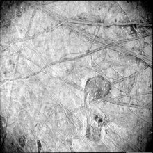 a close-up view of Jupiter's moon Europa