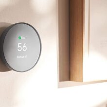 Google Nest Thermostat on wall