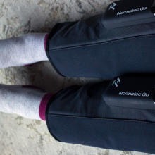 legs with compression boots on