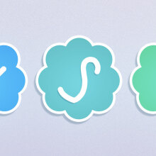 Three badges in a row: the twitter verification badge, the vine verification badge, and a badge with a dollar sign in it.