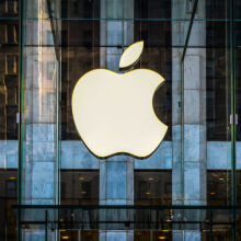 Apple logo on storefront