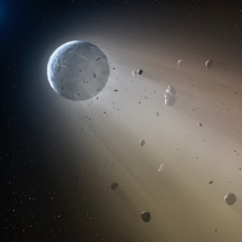 a white dwarf star surrounded by debris