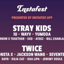 An Instafest fake music festival lineup featuring Stray Kids and Twice.