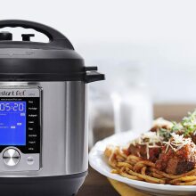 Instant Pot Ultra with a bowl of spaghetti 