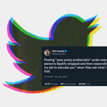 illustration of twitter bird with screenshot of tweet