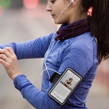 Person using the Jillian Michaels: The Fitness App (Lifetime Subscription) while they're running.