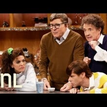 Two teachers (Steve Martin, Martin Short) attempt to teach a science lesson with the help of their junior volunteers (Cecily Strong, Mikey Day).