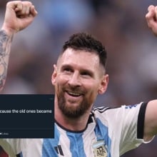 messi celebrating with screenshot of tweet about him no longer having haters