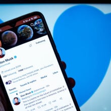 Elon Musk Twitter account on smartphone screen