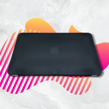black macbook air with pink and yellow background