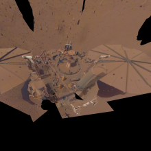 The final selfie taken by NASA's InSight Mars lander on April 24, 2022.