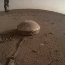 An image of Mars' surface taken by the InSight lander.