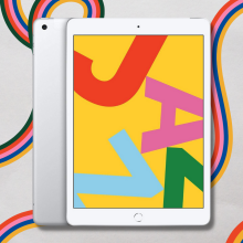 refurbished 2019 ipad with colorful lines in background