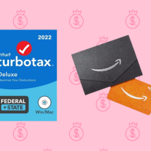TurboTax download against a pink background