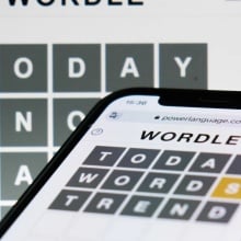 A phone playing Wordle