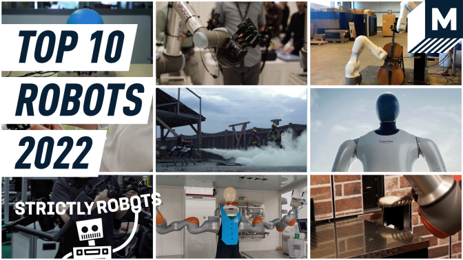 A collage of different robots featured in our top 10 list for 2022