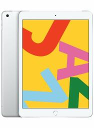 7th gen ipad in silver with colorful letters on screen